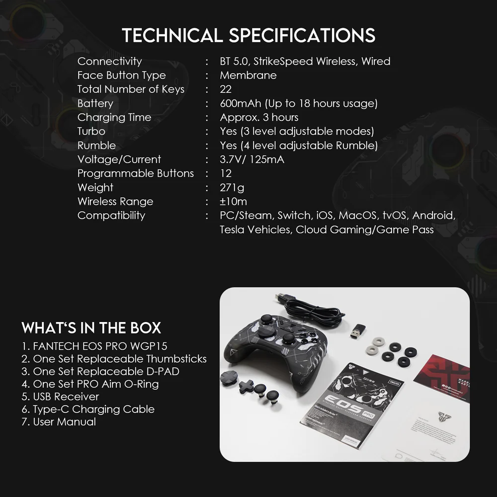 Fantech WGP15 Epsilon Eos Pro Wireless Gaming Controller - Epsilon Fantech WGP15 Epsilon Eos Pro Wireless Gaming Controller - Epsilon